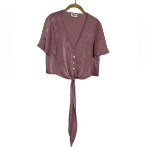 Show Me Your Mumu Pink Tie Front Crop Top Small